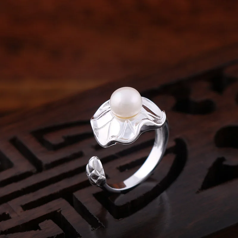 S92 твердое Стерлинговое SIL дзен йога Лотос пресноводный жемчуг регулируемое