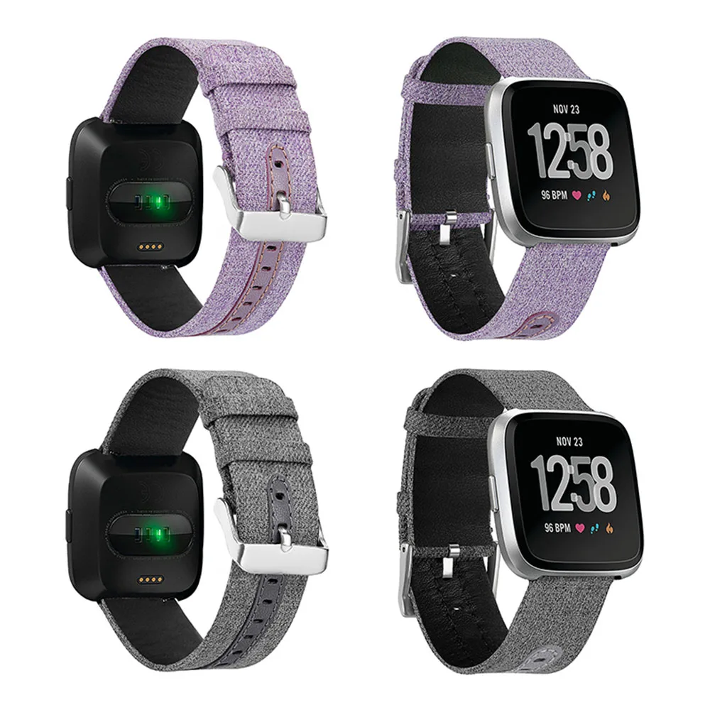 Холщовый кожаный ремешок для Fitbit часы Versa спортивные модные мягкие умные