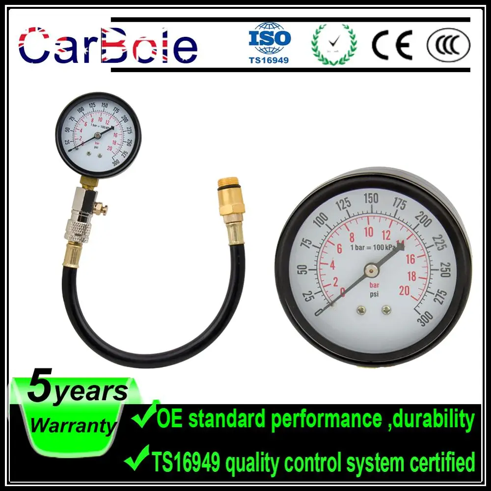 

CarBole 300 PSI 12" Hose Flex-Drive Compression Tester Quick Check Pressure Tester Gauge Car Auto Part