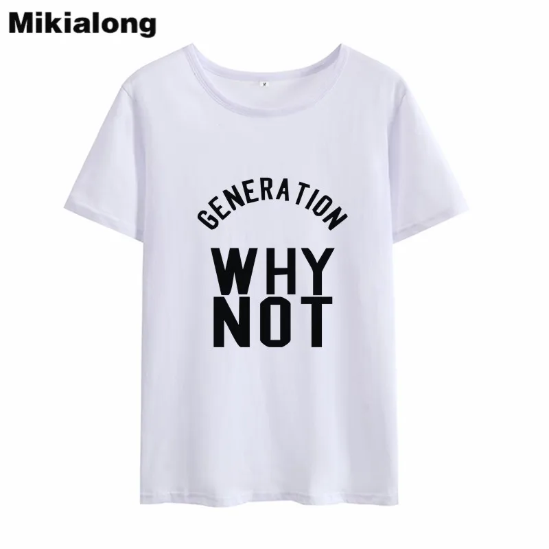 Футболка Mikialong с надписью Why Not летняя женская футболка в стиле Харадзюку черная