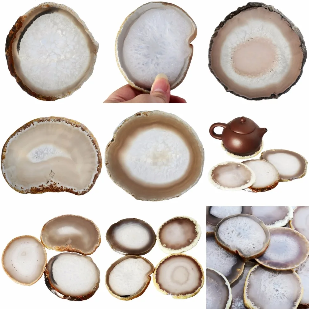 TUMBEELLUWA 1 шт Агатовые кусочки Geode чашки мат, кристалл драгоценный камень подставки для напитков, случайные украшения дома 3-3,9''