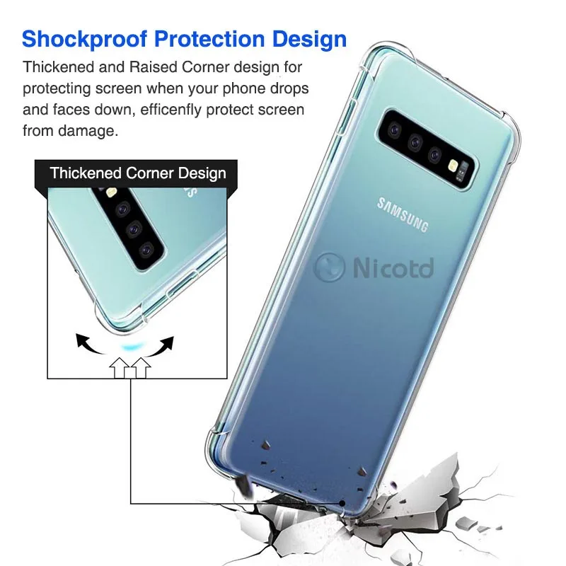 Чехол для samsung Galaxy S10 плюс S10 S10e nicotd из ТПУ, прозрачный, Мягкий задняя крышка чехол для samsung Galaxy M30 A50 A30 A10 M20 A8s