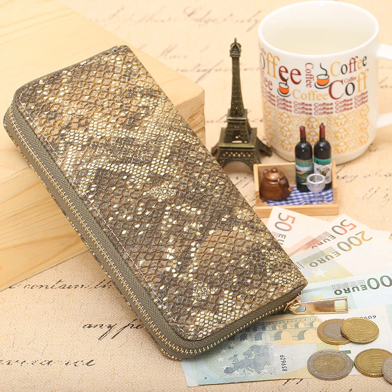 Женский кошелек из змеиной кожи длинный супер высокое качество сумка для денег