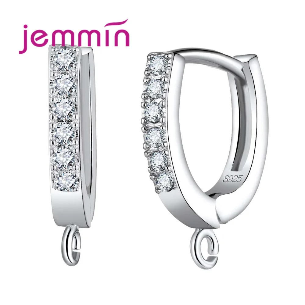 

Fashion Round Shape Hoop Earrings 925 Sterling Silver Handmade DIY Crystal 10 Pcs Earrings Jewelry Components For Women