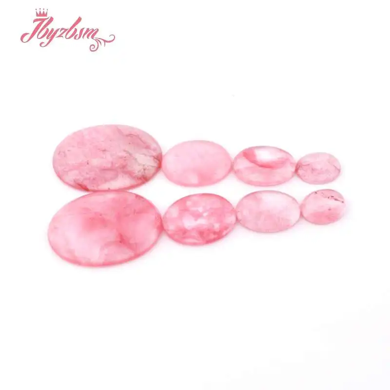 

Oval Watermelon Quartz Beads CAB Cabochon Flatback Dome Undrilled Stone Beads For DIY Pandandt Earring Ring Jewelry Making 5pcs
