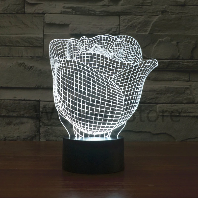 7 цветов меняющий цвет тюльпаны светодиодный ночник с 3D розами настольная лампа