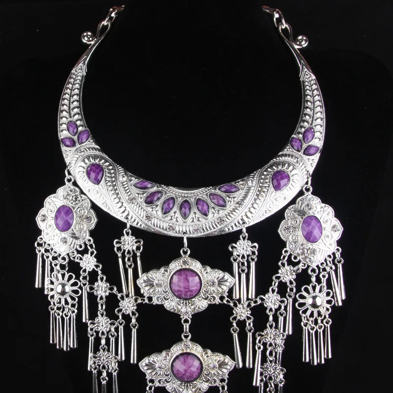 necklaces& pendants Yunnan exaggeration Ethnic Classic pendants Original palace Retro Big collar Miao silver dance accessories
