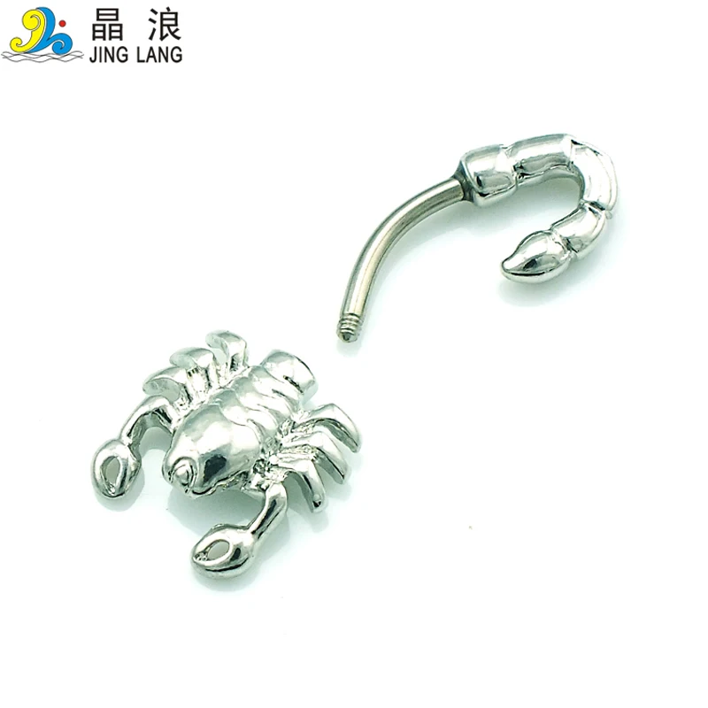 Модные кольца для пупка в виде скорпиона из нержавеющей стали с серебряным