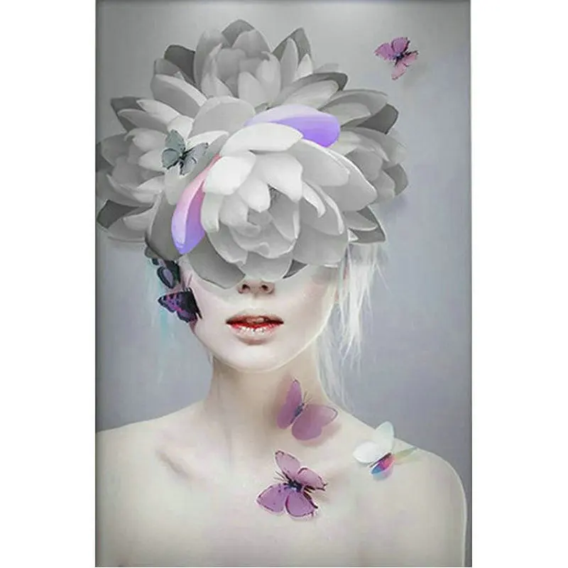 5D алмазная вышивка с изображением женщины живопись крестиком цветок Алмазная