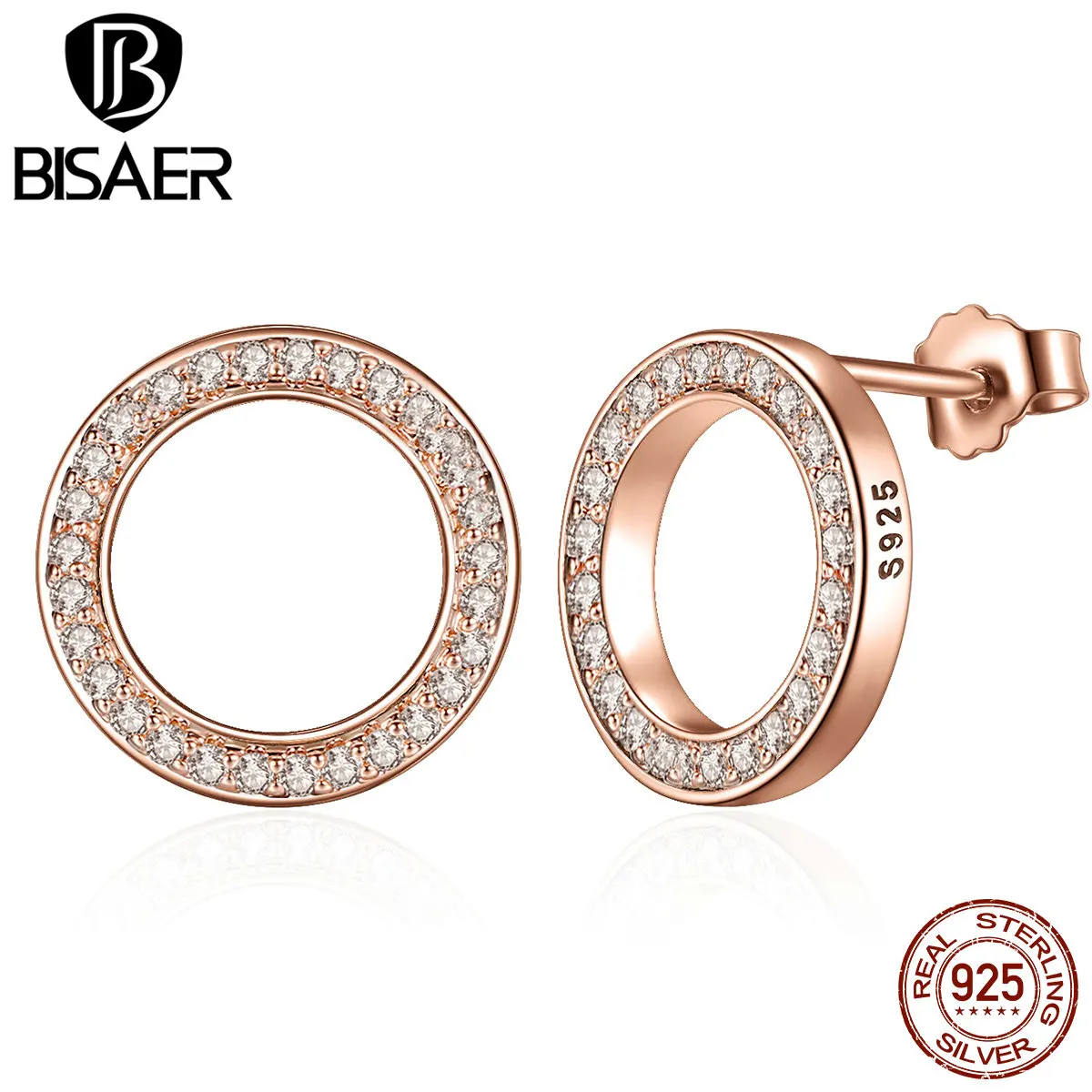 Forever Clear CZ 925 пробы Серебряные Круглые Женские простые серьги-гвоздики ювелирные изделия Букле WEUS437