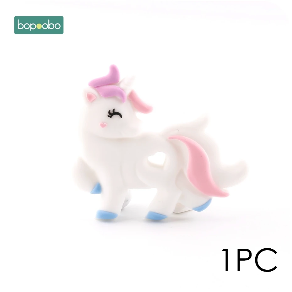 Pink Unicorn Bopobo, мини грызунок для собак, силиконовый, 15 мм, прорезыватель, бусины, маленькие грызуны, жемчуг, 0-12 месяцев, силиконовый, единорог, погремушка, детский Прорезыватель - Цвет: Pink Unicorn