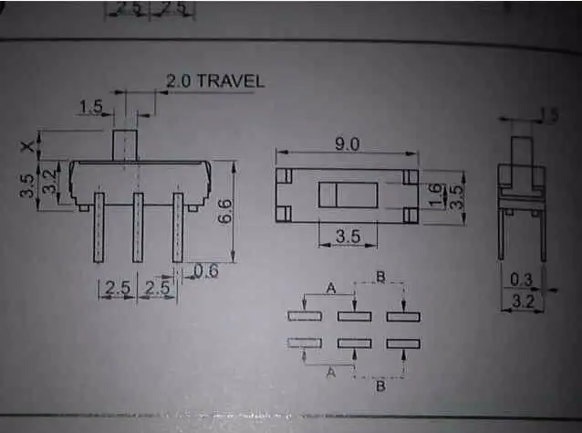 50 шт./лот Новинка ползунковый переключатель 2 Позиция 6 Pin тумблер для PCB DPDT вертикальный переключатель рычаг переключатели