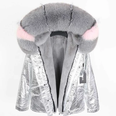 OFTBUY,, парка, натуральный мех, пальто, зимняя куртка для женщин, натуральный Лисий мех, воротник, теплый, Свободный, черный, искусственный мех, подкладка, длинное пальто, отстегивается