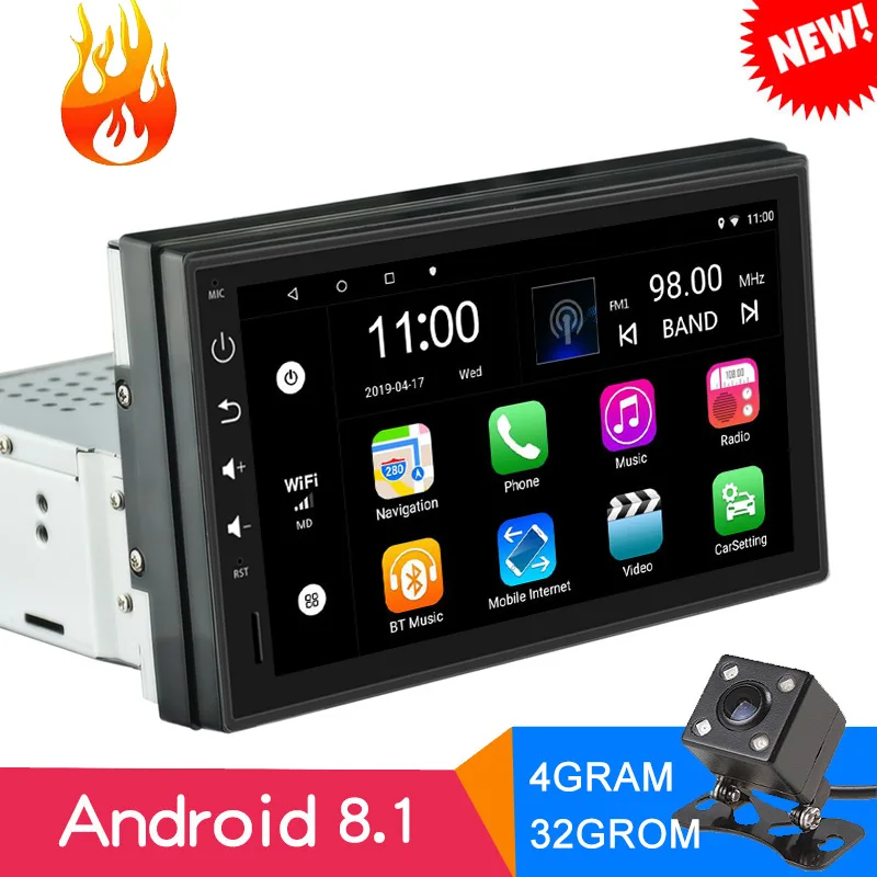 4 Гб RAM 32GBROM Универсальный Android 8,1 1Din автомобиль радио Мультимедиа Видео Авто Радио Стерео FM AM RDS gps карта для Volkswagen Nissan Тойота