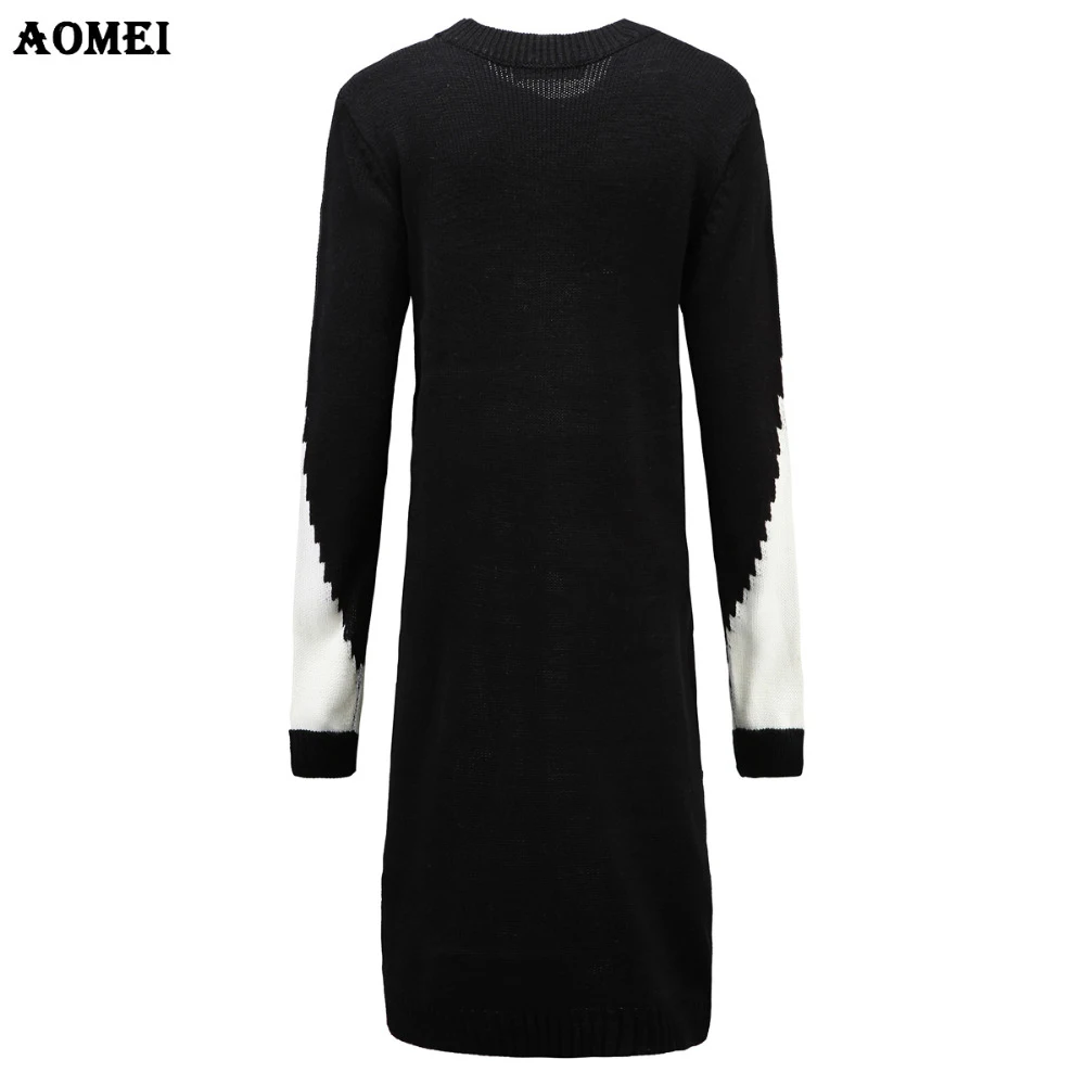 Женское трикотажное платье свитер средней длины с длинным рукавом|sweater dress|dress