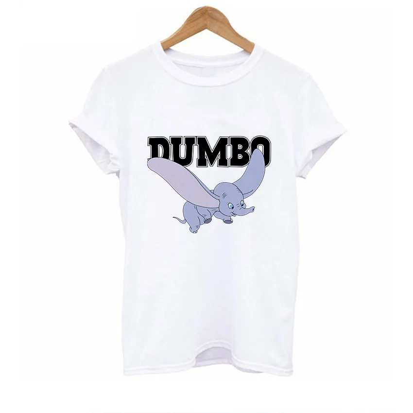 BTFCL Dumbo, женская футболка, Забавный слон, Camiseta Dumbo, футболка с принтом, женская, американская, популярная, футболка, милая, 90 s, футболка с животными - Цвет: white41