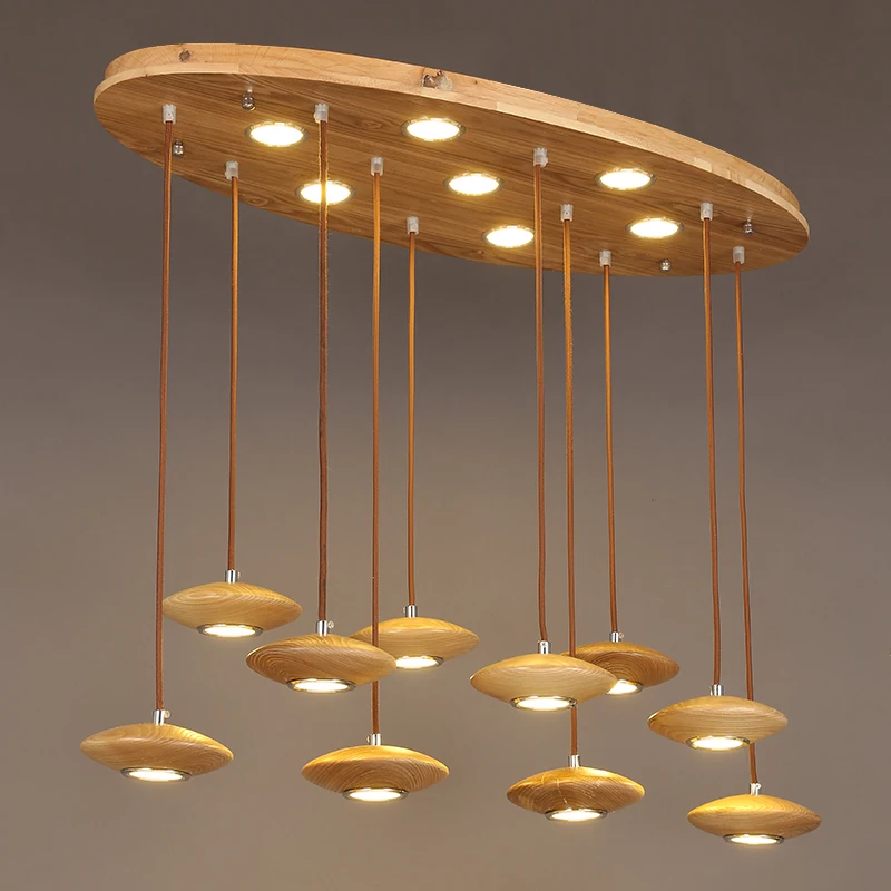 Современный винтажный овальный деревянный светильник в форме эллипса