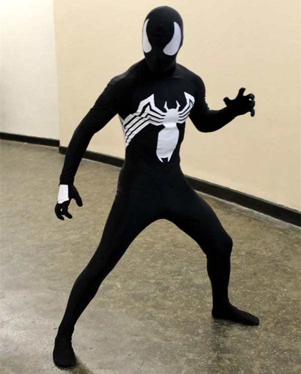 Venom, унисекс, для детей, взрослых, черный, паук, Хэллоуин, Zentai, косплей, костюм, паук, спандекс, лайкра, Zentai, боди, Комбинезоны