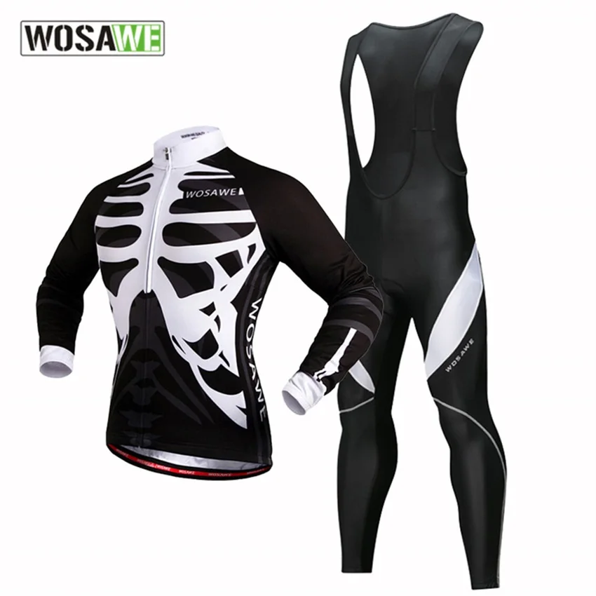 

WOASWE дышащая осенняя одежда для велоспорта, набор из Джерси с длинным рукавом для мужчин, белый MTB Bib, колготки, брюки, одежда для велоспорта, о...