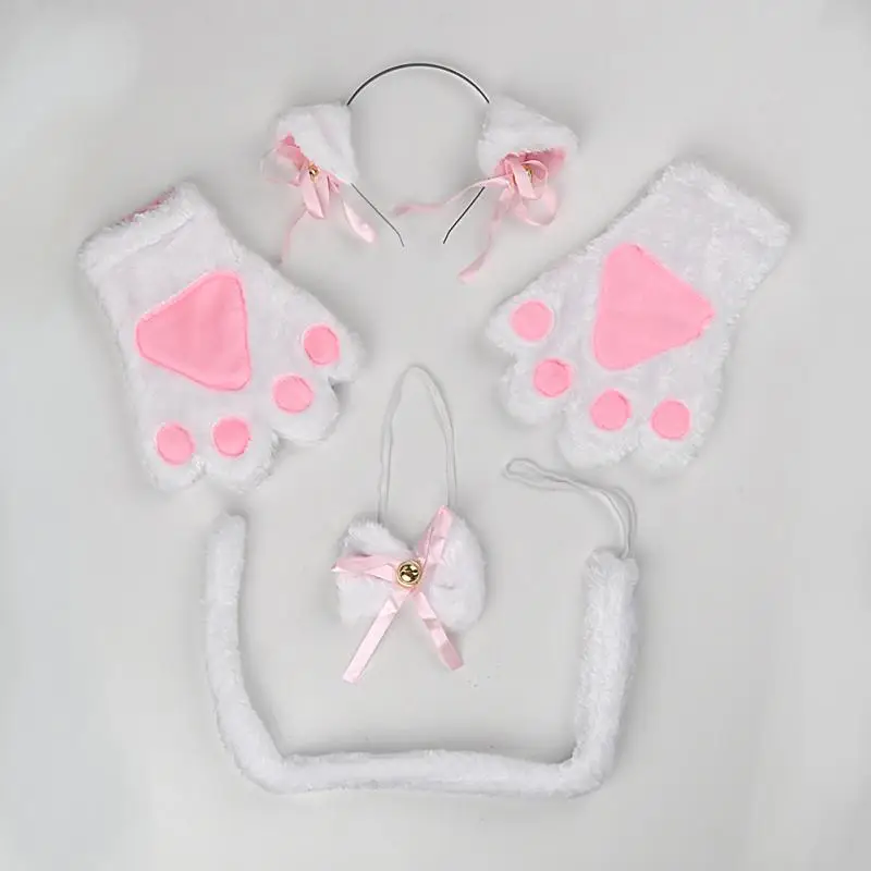 Каваи милый Neko Cat Girl котенок кошка подружка косплей аниме перчатки с ушками набор