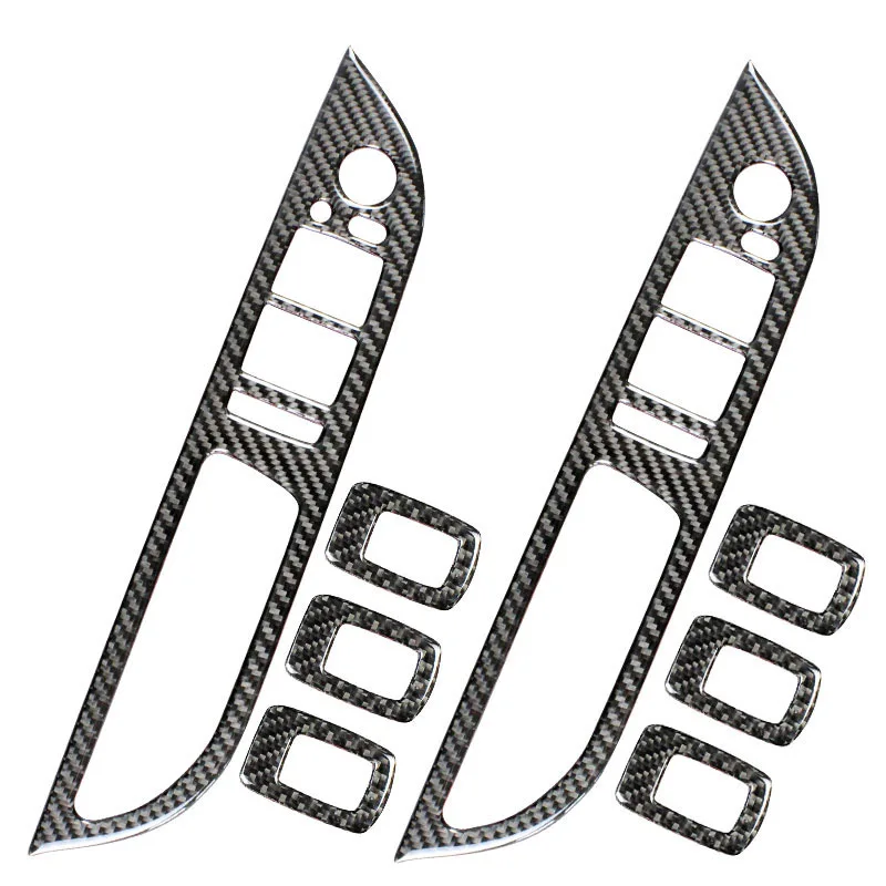 

Car Door Armrest panel decoration decals 4pcs for For BMW 5 Series E60 E61 F10 Carbon Fiber Window Glass Lifting Buttons Trim