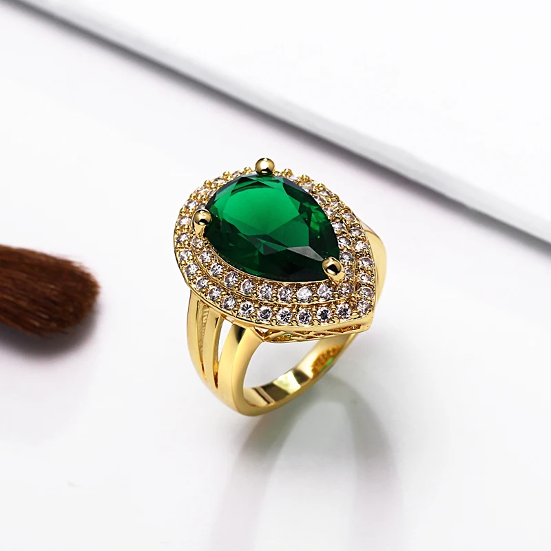 New Arrival Women Green Stone Ring Setting with Cubic Zirconia Lead free Nice Cute ring Free Shipping anillo bague anel|wedding rings|cute ringsring