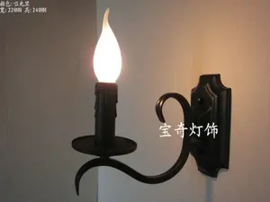 Винтажные настенные лампы E14, лампочка-свеча, средиземноморский черный, белый цвет, лампа-свеча