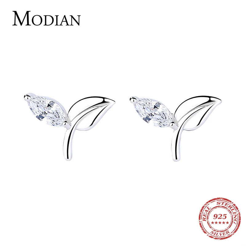 Modian очаровательные модные милые серьги из листьев Классический 100% 925