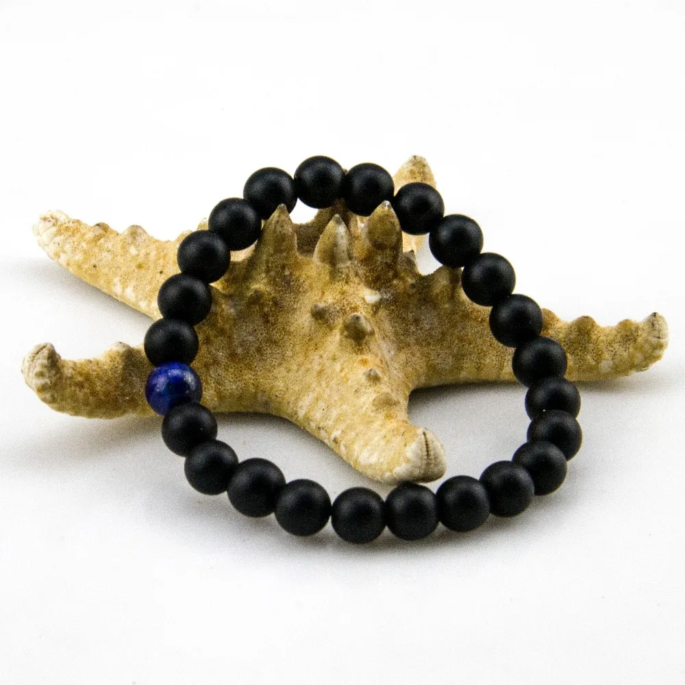 Высококачественные мужские браслеты ручной работы с бусинами 8 мм один лазурит и