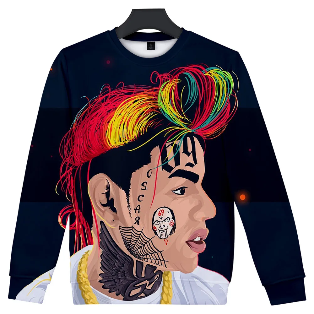 6IX9INE TEKASHI 69 толстовка с 3D принтом и круглым вырезом для женщин мужчин Повседневный