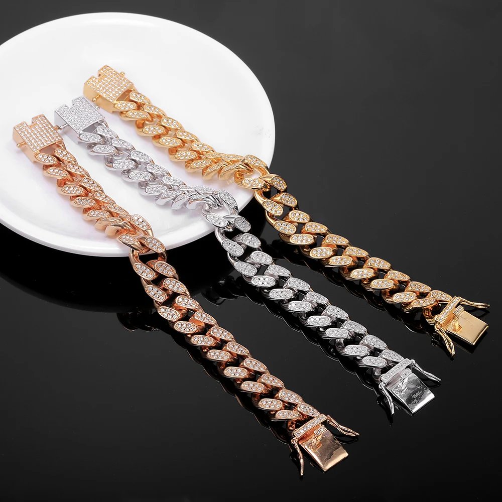 Роскошный браслет в стиле хип хоп с большой цепочкой микро проложенный