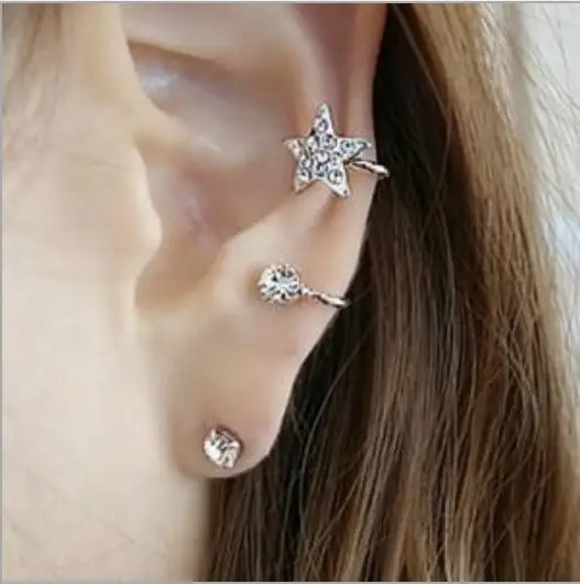 Новые серьги в Корейском стиле милые клипсы с изысканными пятиконечными