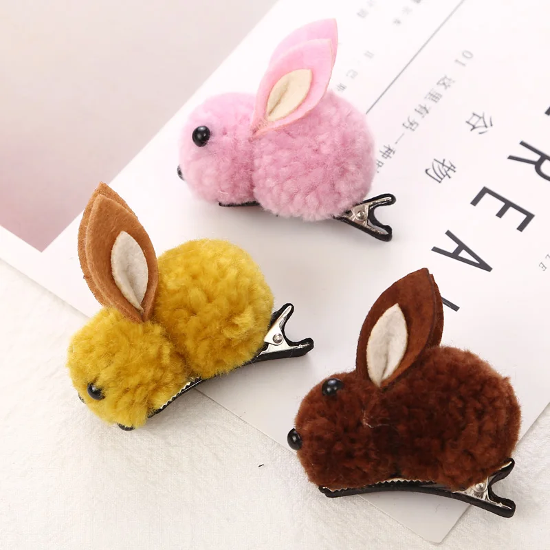 Новинка 2019 модные милые заколки для волос с шариками из кроличьего меха девочек