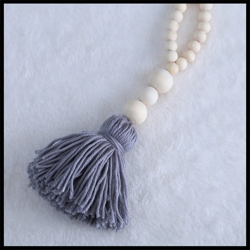 gray Tassel Скандинавские деревянные бусины украшения для детской комнаты игровые палатки декоративные реквизиты для фотосессии Висячие палатки с кисточками - Цвет: gray Tassel
