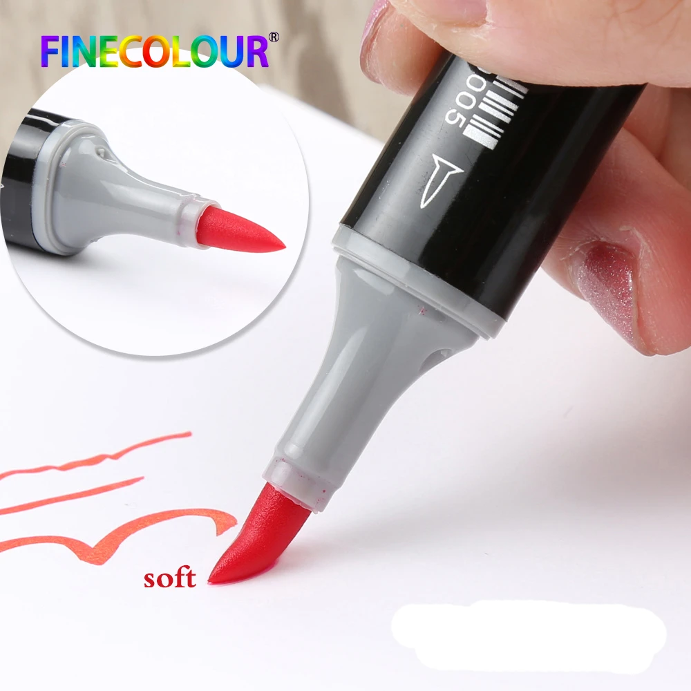Finecolour EF102 спиртовые чернила двусторонняя мягкая кисть маркер ручка красная серия