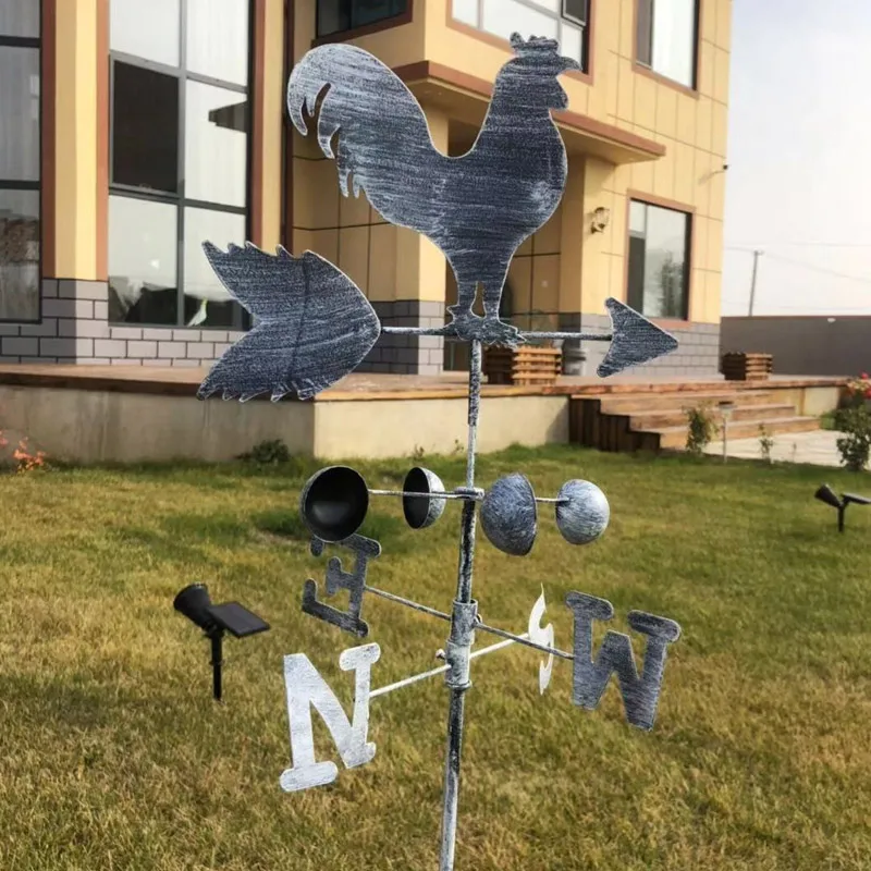 Традиционный петух Weathervanes Железный петух флюгер скорости ветра индикатор направления сада двора