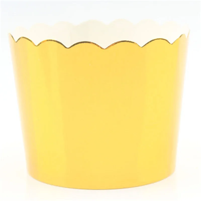 50 шт. бумажные стаканчики для кексов Золотая Свадебная вечеринка обертка лайнер