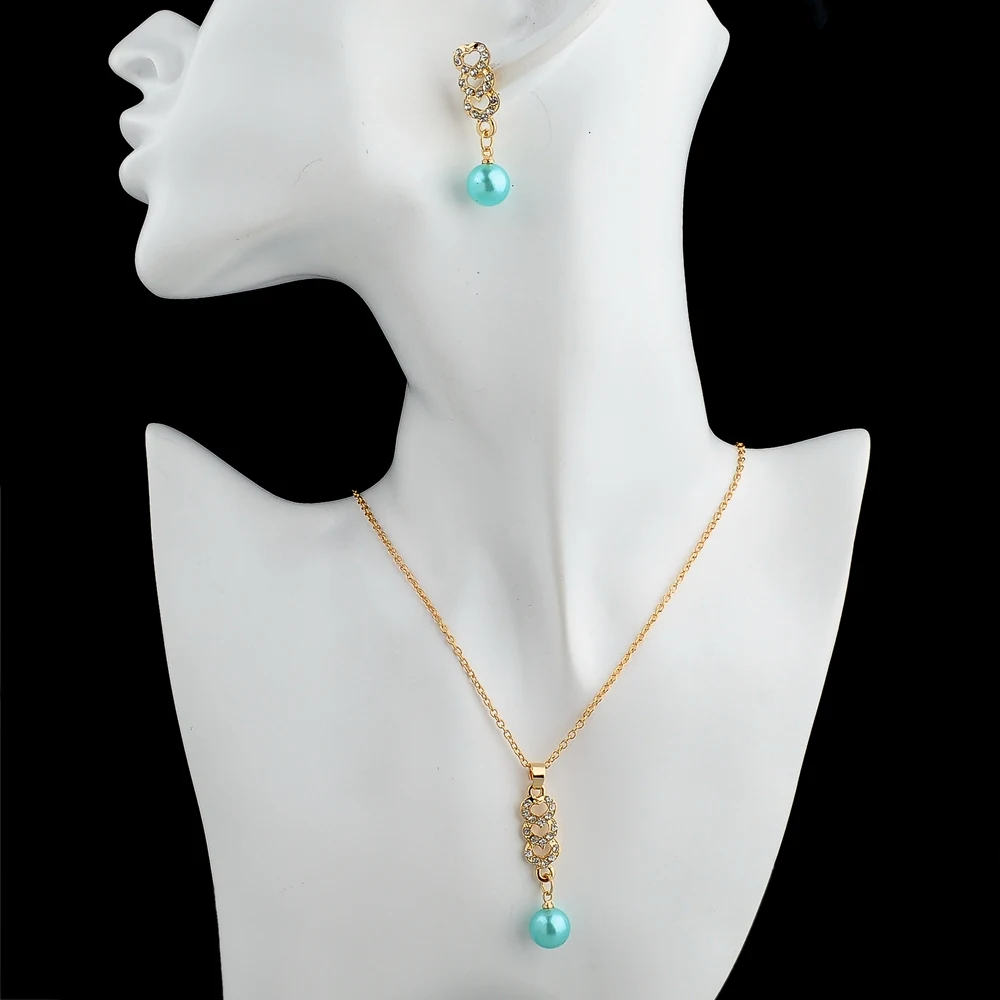 Szelam австрийский кристалл комплект ювелирных изделий ожерелье и набор серег