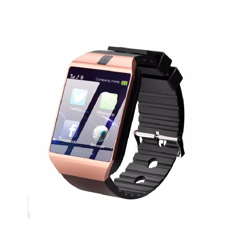 Золотой Модные Bluetooth Смарт-часы Q18 с камерой Facebook Whatsapp Twitter Синхронизация SMS Smartwatch поддержка sim-карты TF для IOS Android - Цвет: Золотой