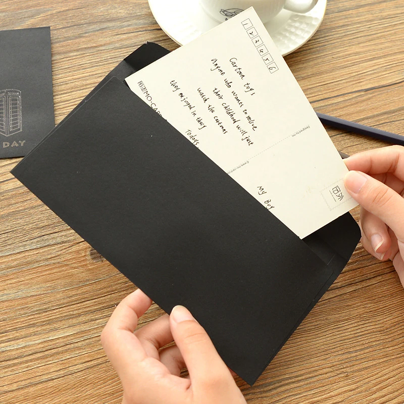 20 шт./лот черные бумажные конверты в ретро стиле винтажные Конверты европейском