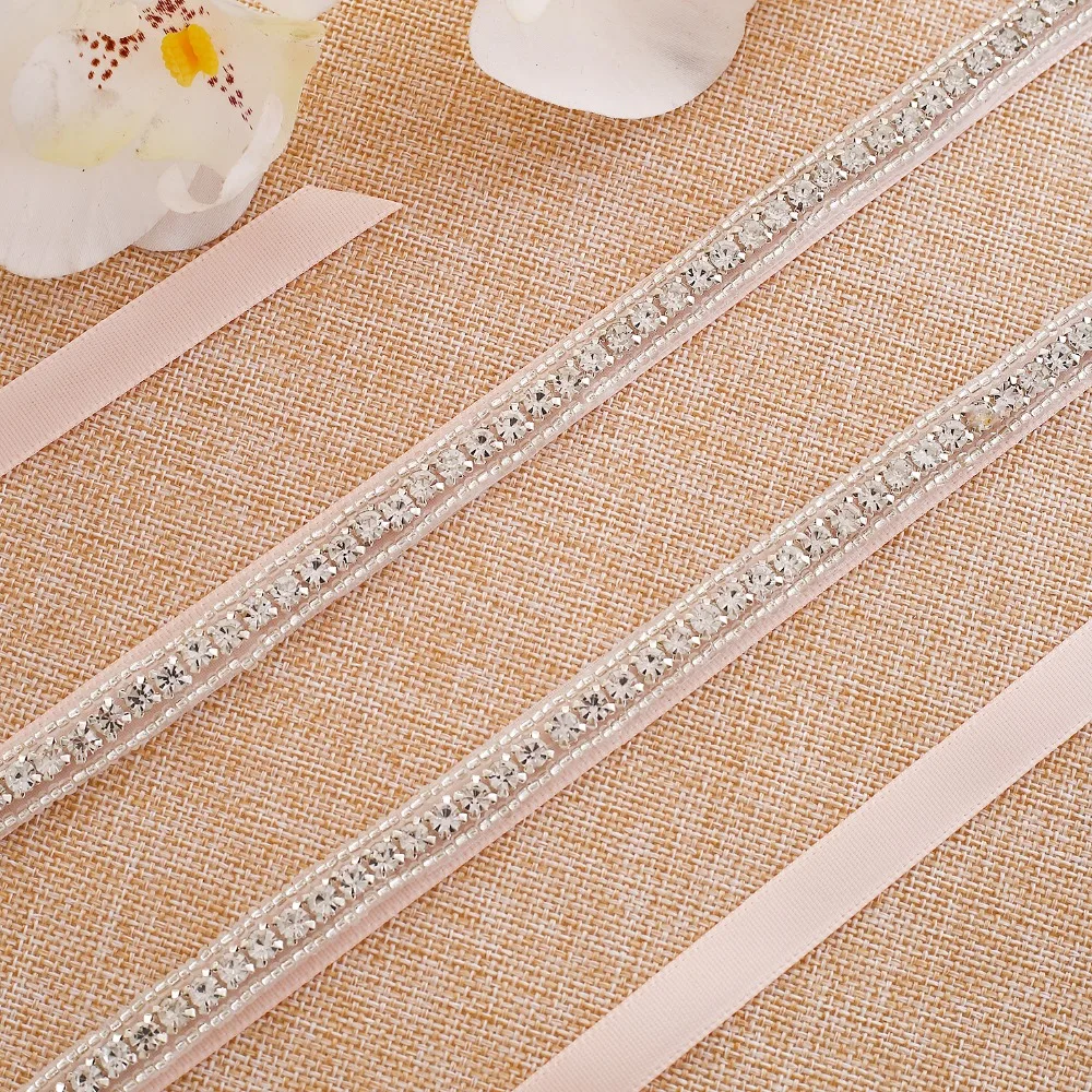 Silver Rhinestones Bridal Belt Crystal Wedding Belt 45inch Long Bridal Sash For Wedding Accessorie S117S