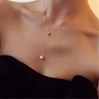 zn fashion gold color chain jewelry necklace for women hell pearl beads pendant