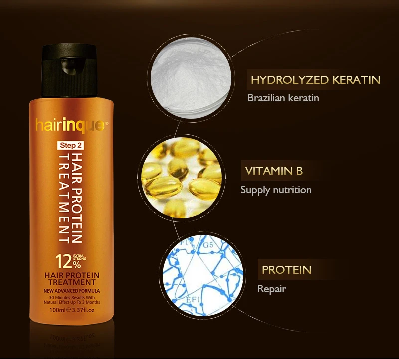 11,11 HAIRINQUE Уход за волосами 12% Кератиновое лечение волос для восстановления поврежденных волос в Африке 30 минут делает волосы прямыми
