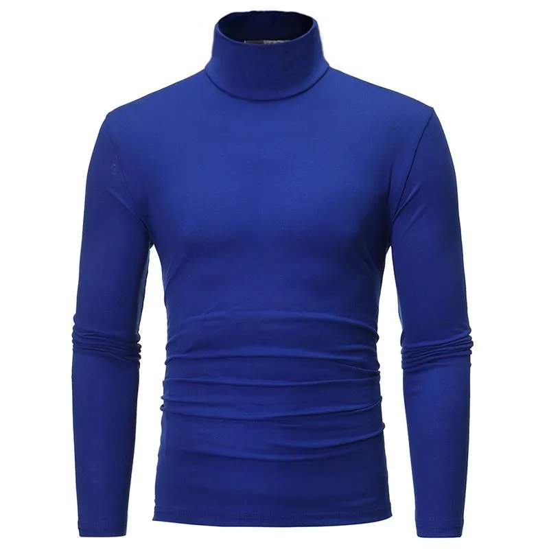 2020 новые мужские однотонные водолазки футболки облегающие с длинным рукавом