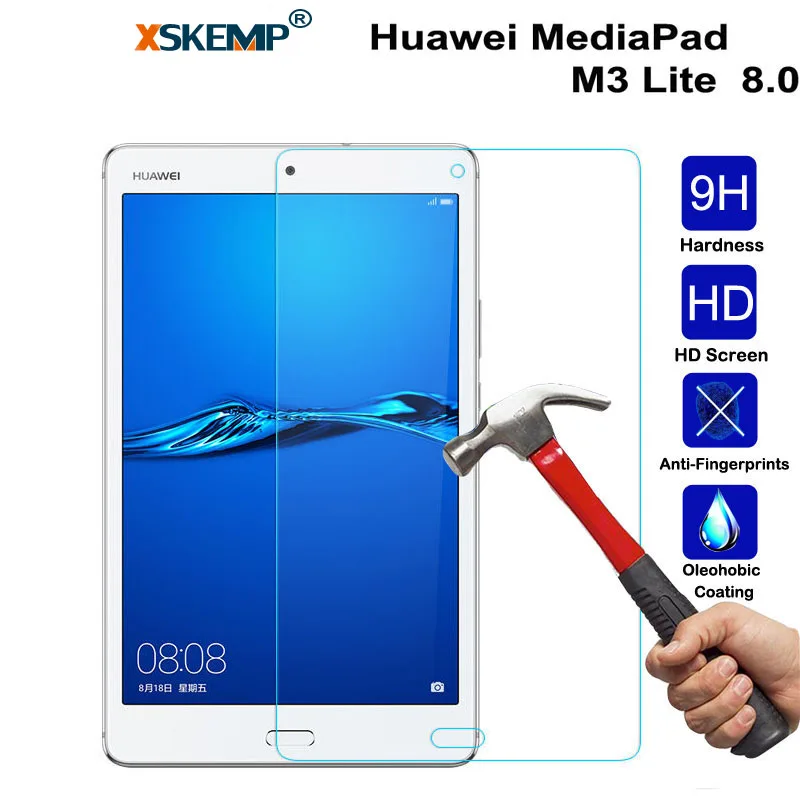 XSKEMP 9H закаленная Защитная стеклянная пленка для экрана 8 0 Huawei MediaPad M3 Lite планшета с