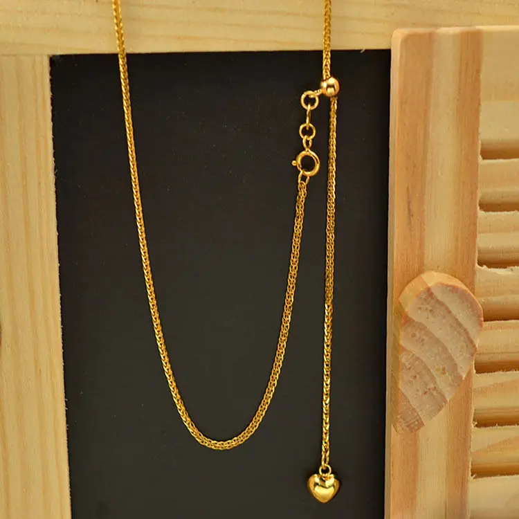 

Authentic 18k Yellow Gold Necklace 1.0mm Wheat Link Chain 17.7 inch L