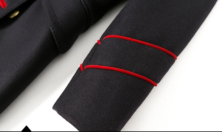 Bootyjeans, Высококачественная Женская одежда, военная форма, зимнее длинное шерстяное пальто, женское двубортное темно-синее Короткое шерстяное пальто