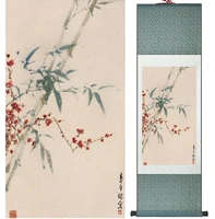 bamboo painting chiense characters and flower painting home office decoration chinese scroll painting 041302