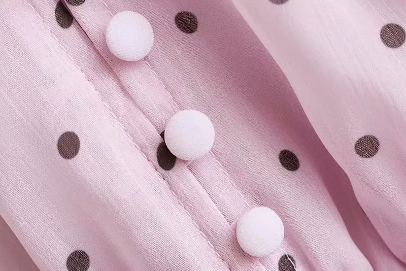 

New Sweet Women's Playsuits Solid Pink Dots Printed Bow Collar 2019 Summer Ladies Beach Jumpsuits Sashes Buttons Chiffon Rompers