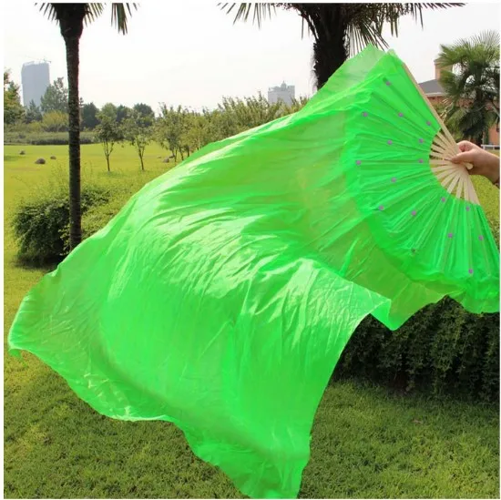 1 шт. Новый танец живота бамбук длинные шелковые вееры вуали 7 цветов ручной